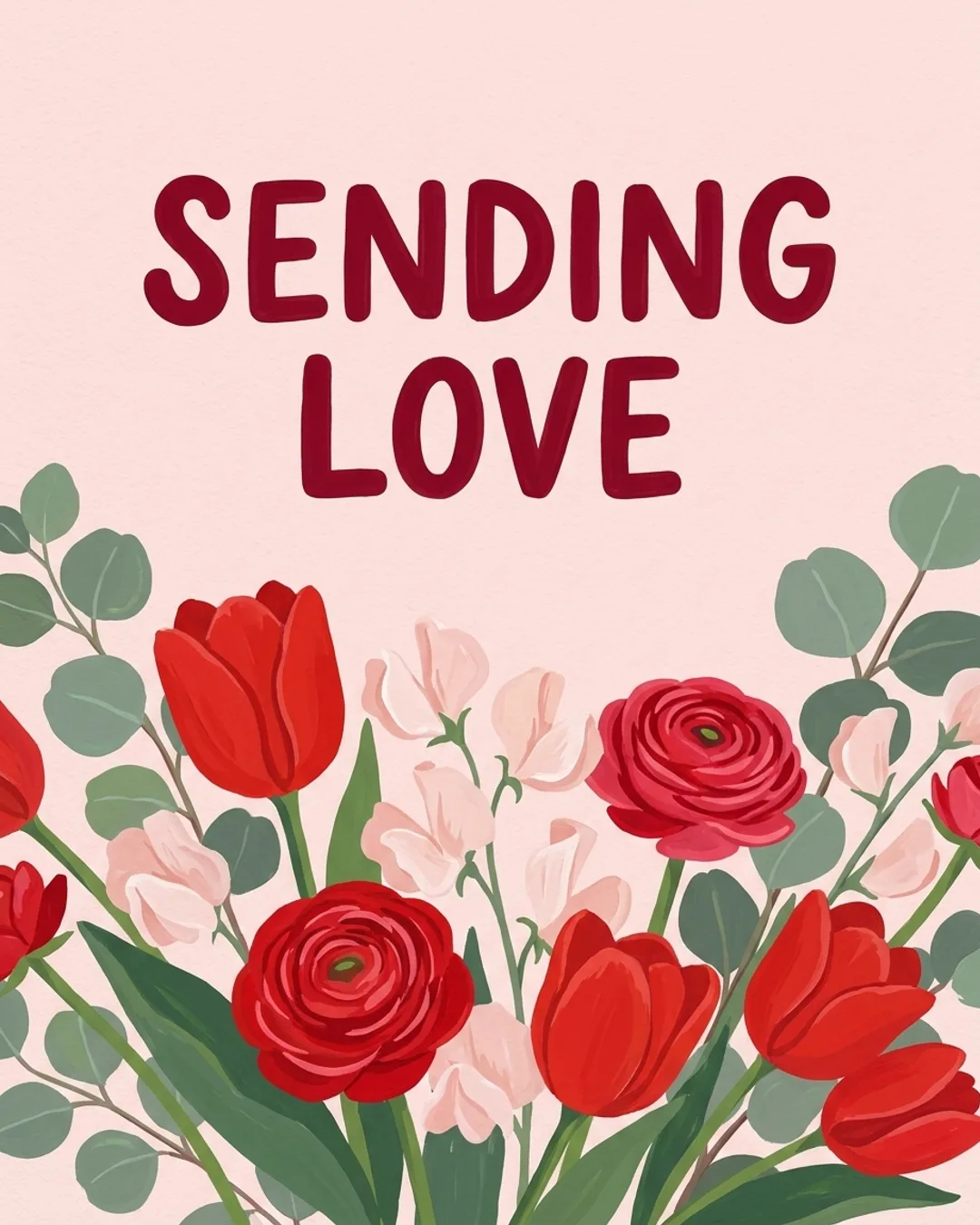 Sending love card design